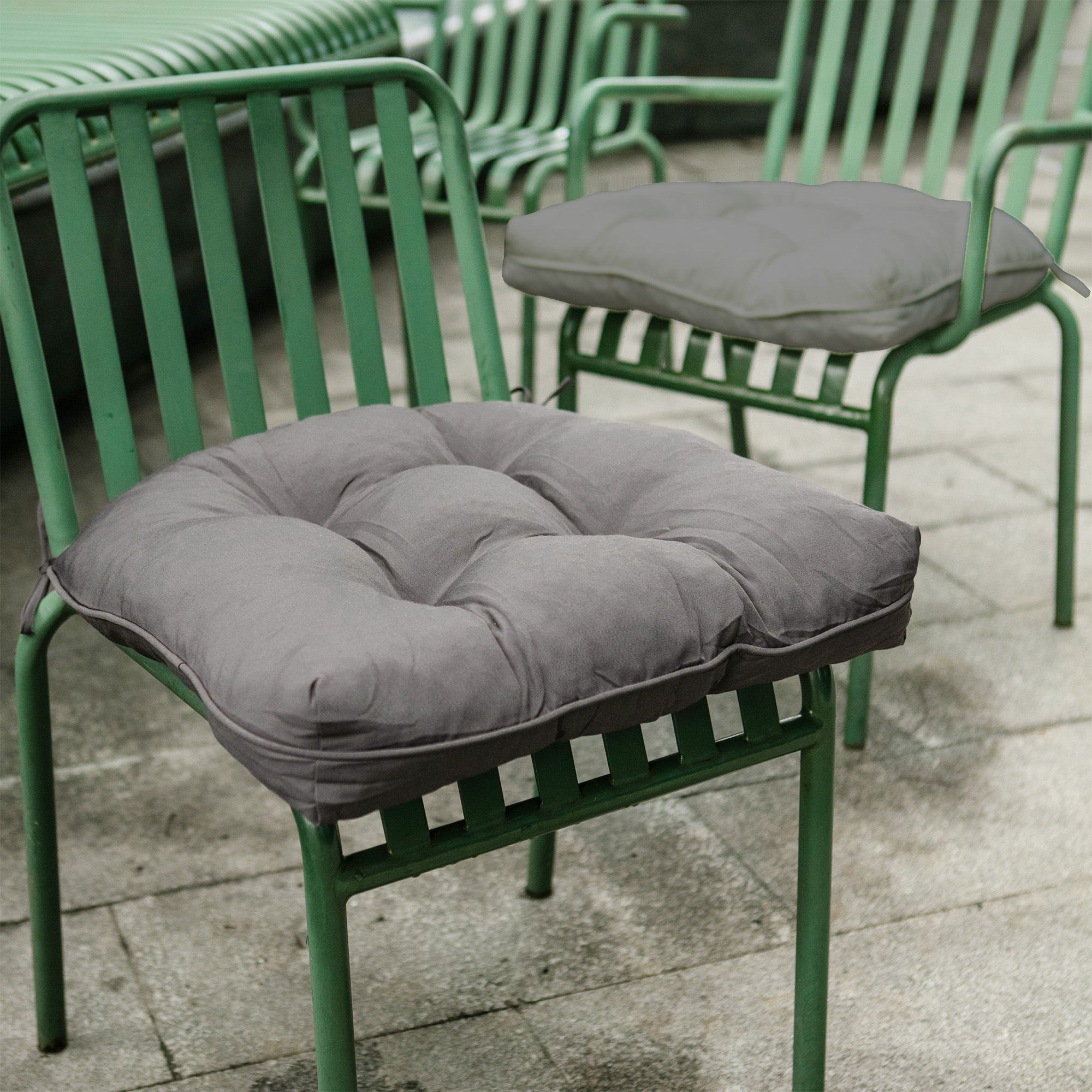 Outdoor Patio Seat Cushion Set Of 2-Waterproof Indoor Outdoor Cushion - Dark Gray