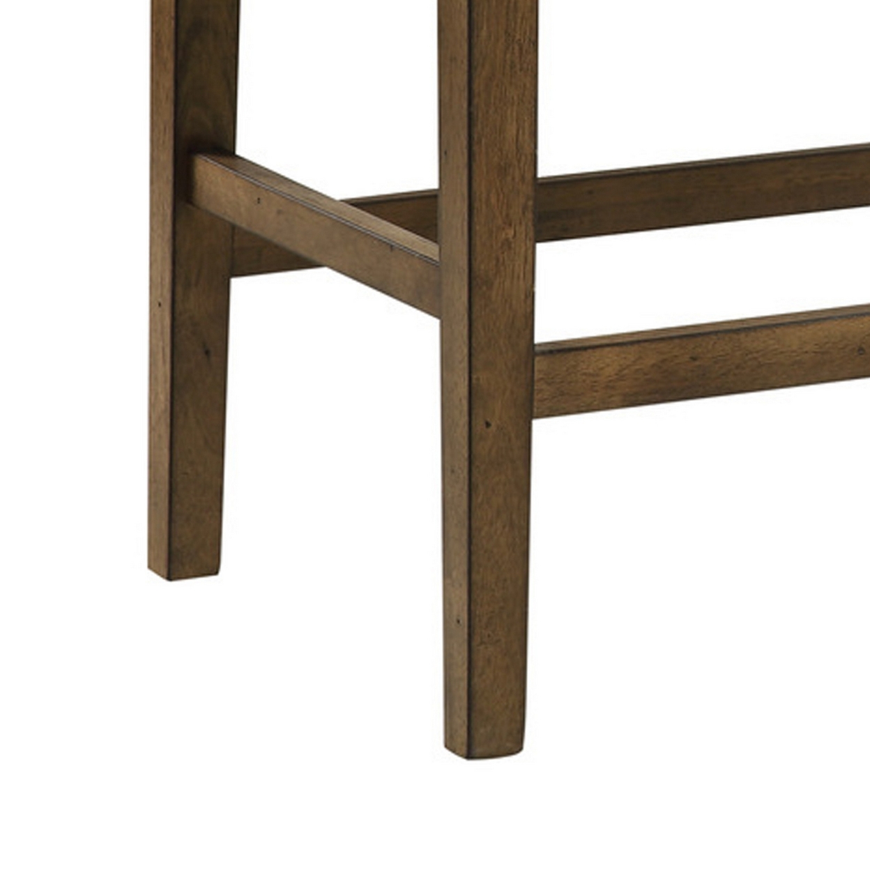 Carl 39 Inch Two Tone Counter Bench, Gray Fabric Seat, Light Oak Wood- Saltoro Sherpi