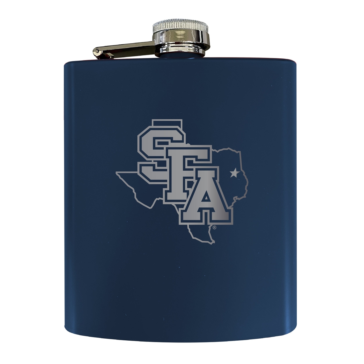 Stephen F. Austin State University Stainless Steel Etched Flask - Choose Your Color - Navy