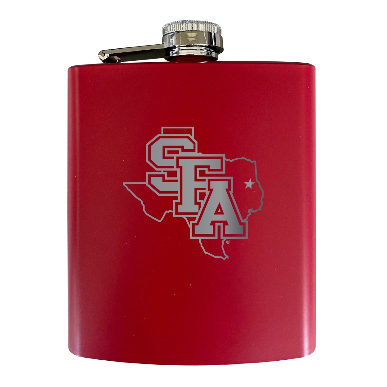 Stephen F. Austin State University Stainless Steel Etched Flask - Choose Your Color - Red