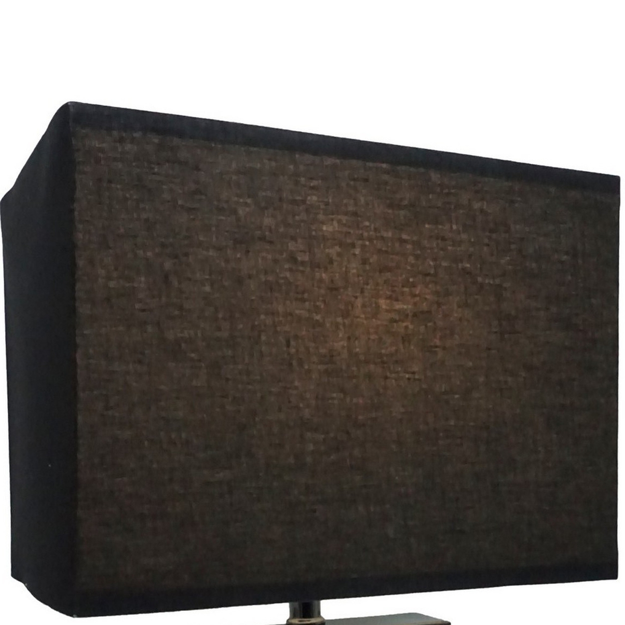 Rohi 22 Inch Table Lamp, Black Fabric Shade, Nickel Base, LED Accents- Saltoro Sherpi