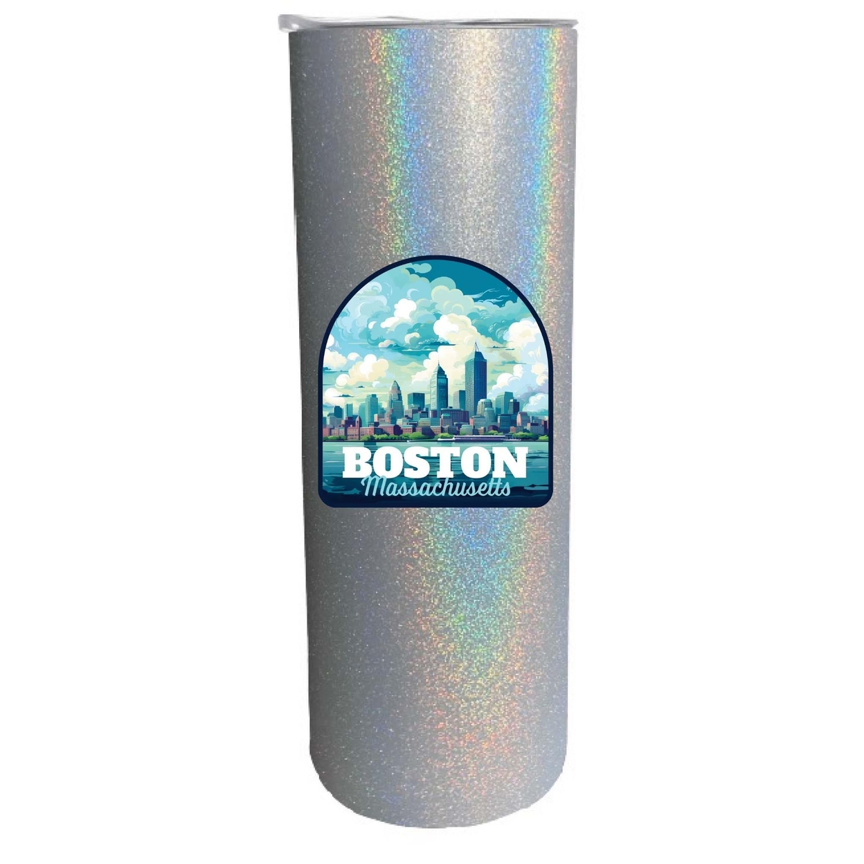 Boston Massachusetts A Souvenir 20 Oz Insulated Skinny Tumbler Glitter - Gray Glitter,,Single