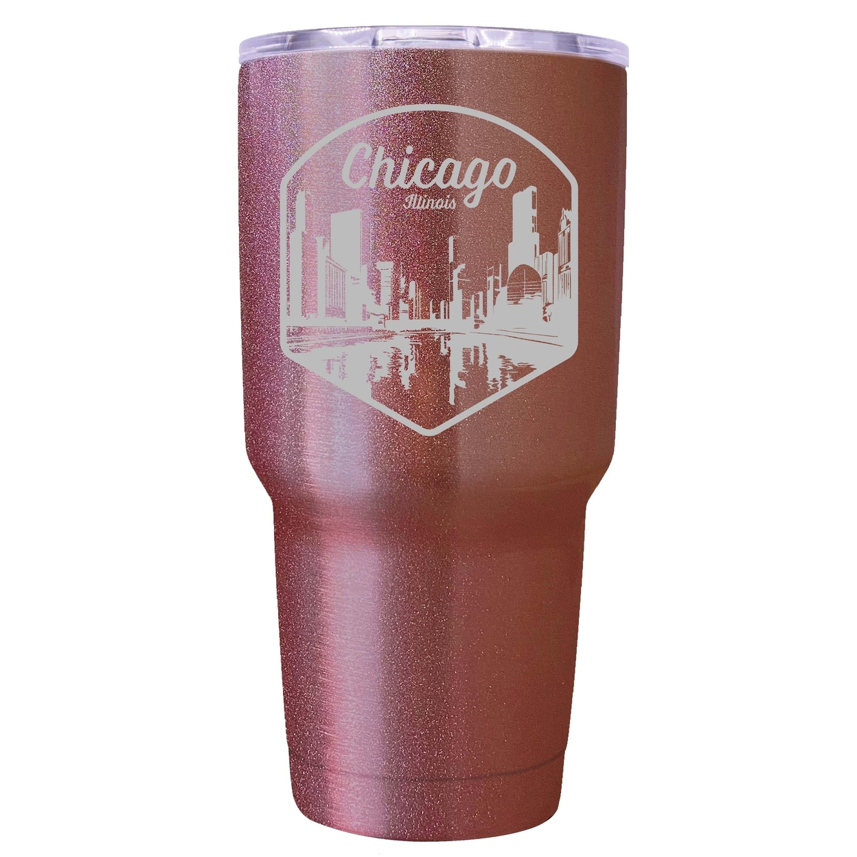 Chicago Illinois Souvenir 24 Oz Engraved Insulated Tumbler - Rose Gold,,2-Pack