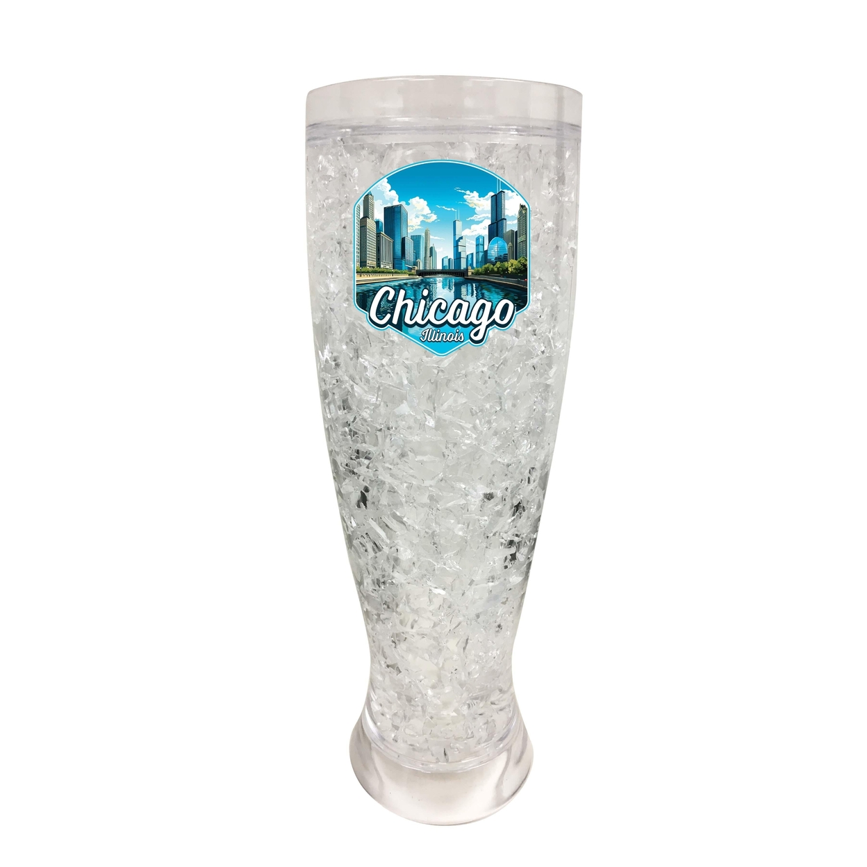 Chicago Illinois A Souvenir 16oz Broken Glass Frosty Mug - 2-Pack