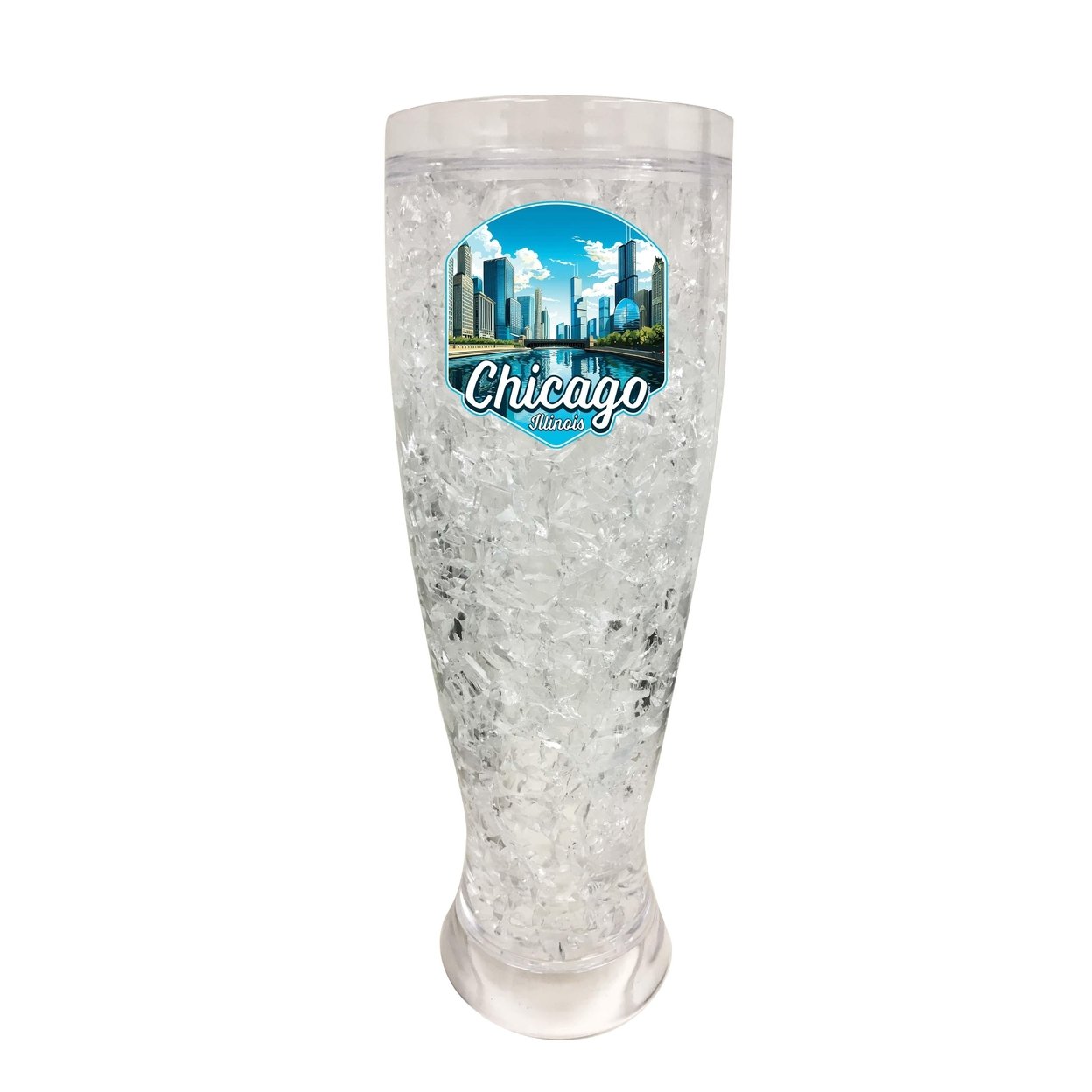 Chicago Illinois A Souvenir 16oz Broken Glass Frosty Mug - 4-Pack