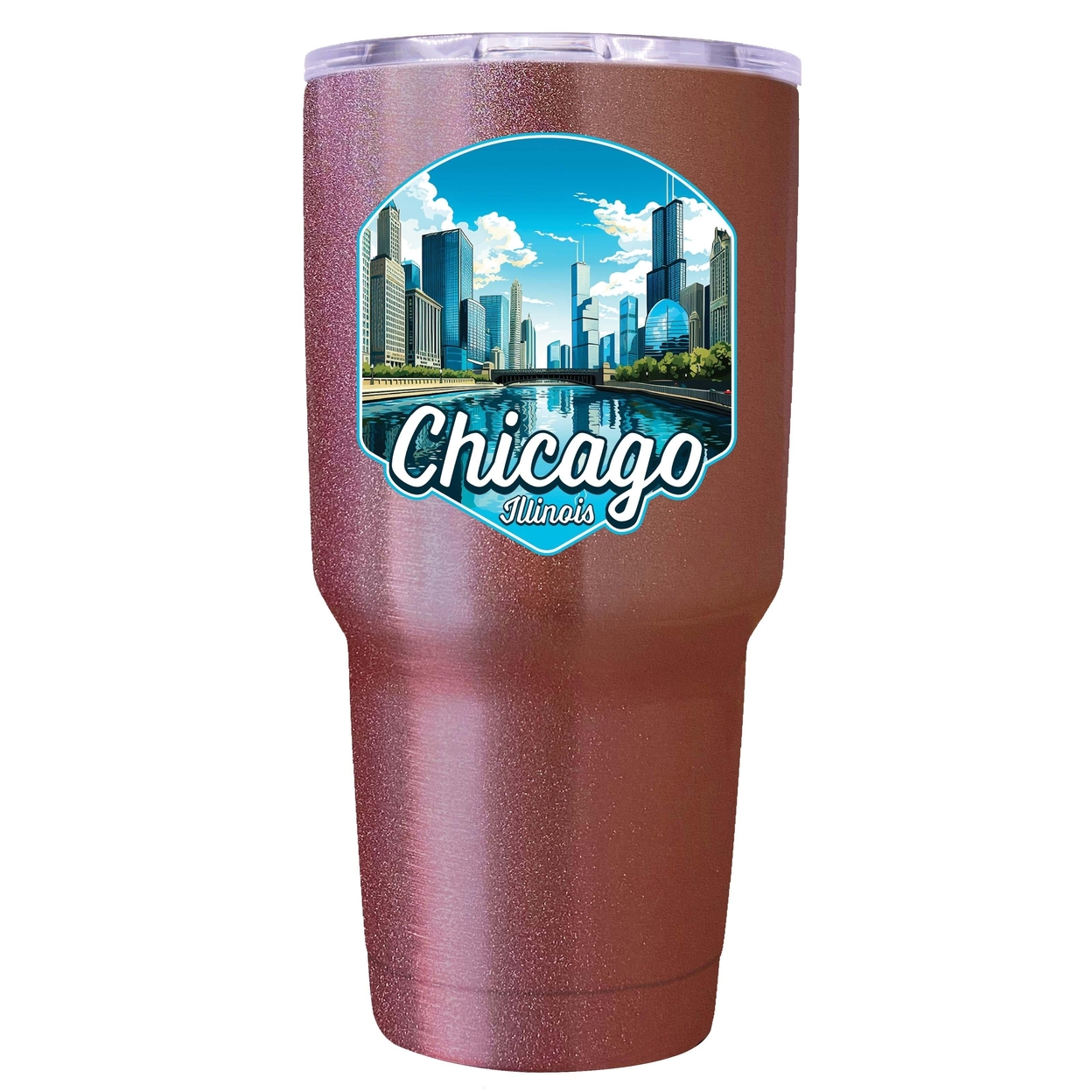Chicago Illinois A Souvenir 24 Oz Insulated Tumbler - Rose Gold,,4-Pack