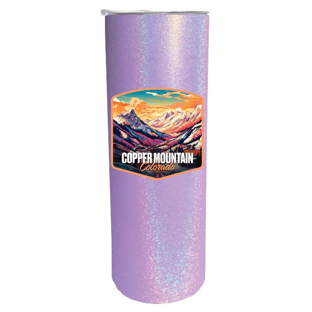 Copper Mountain A Souvenir 20 Oz Insulated Skinny Tumbler - Purple Glitter,,2-Pack