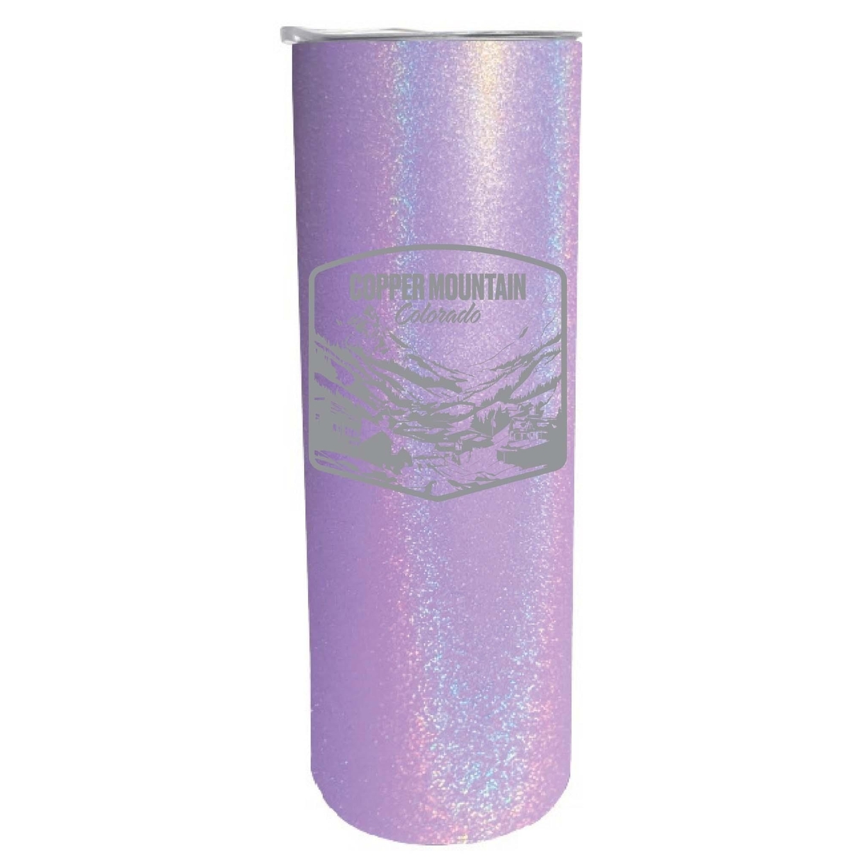 Copper Mountain Souvenir 20 Oz Engraved Insulated Skinny Tumbler - Purple Glitter,,Single Unit