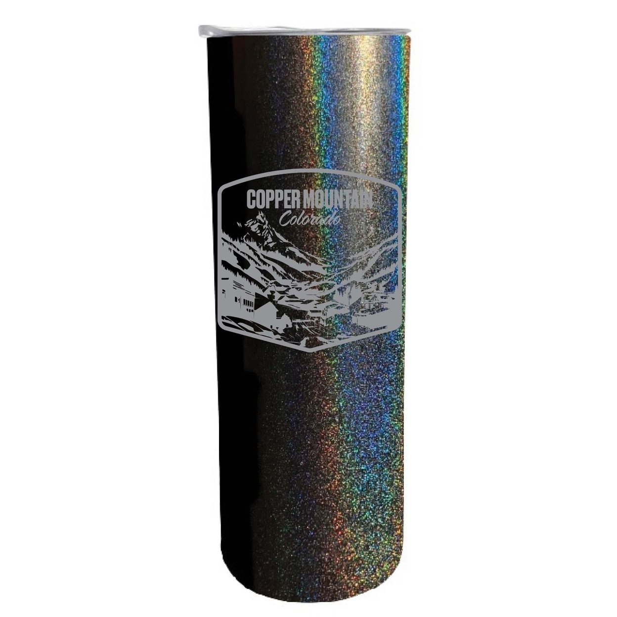 Copper Mountain Souvenir 20 Oz Engraved Insulated Skinny Tumbler - Black Glitter,,2-Pack