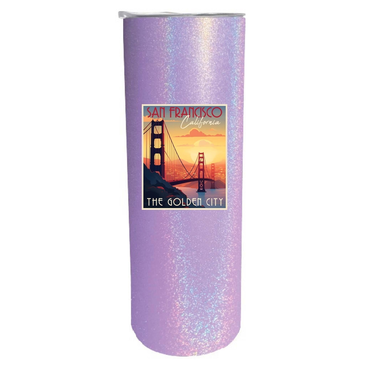 San Francisco California B Souvenir 20 Oz Insulated Skinny Tumbler Glitter - Purple Glitter,,Single