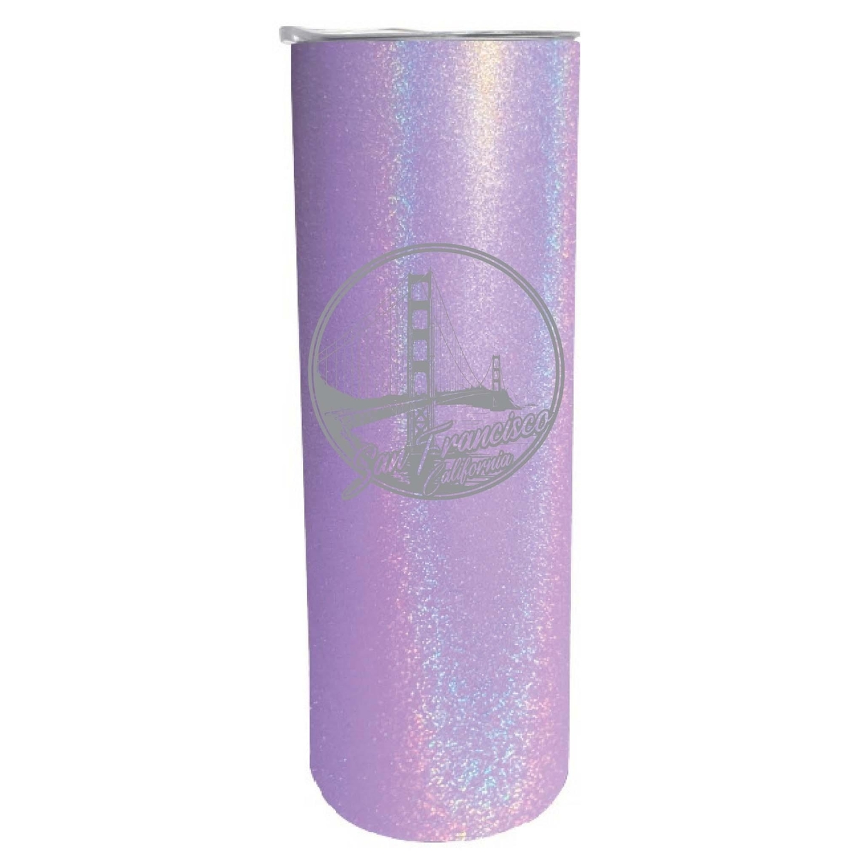 San Francisco California Souvenir 20 Oz Engraved Insulated Skinny Tumbler - Purple Glitter,,Single Unit