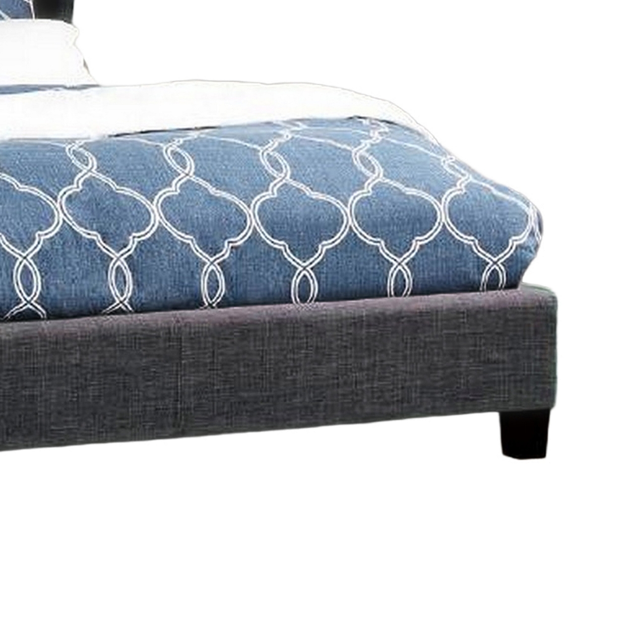 Jimi Full Bed, Button Tufted Headboard, Charcoal Gray Polyester Upholstery- Saltoro Sherpi