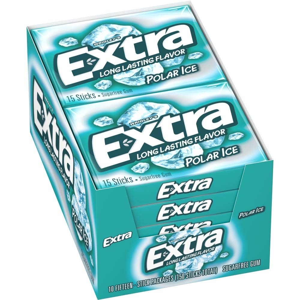 Extra Polar Ice Sugar Free Chewing Gum Bulk Pack, 15 Count (Pack Of 10)