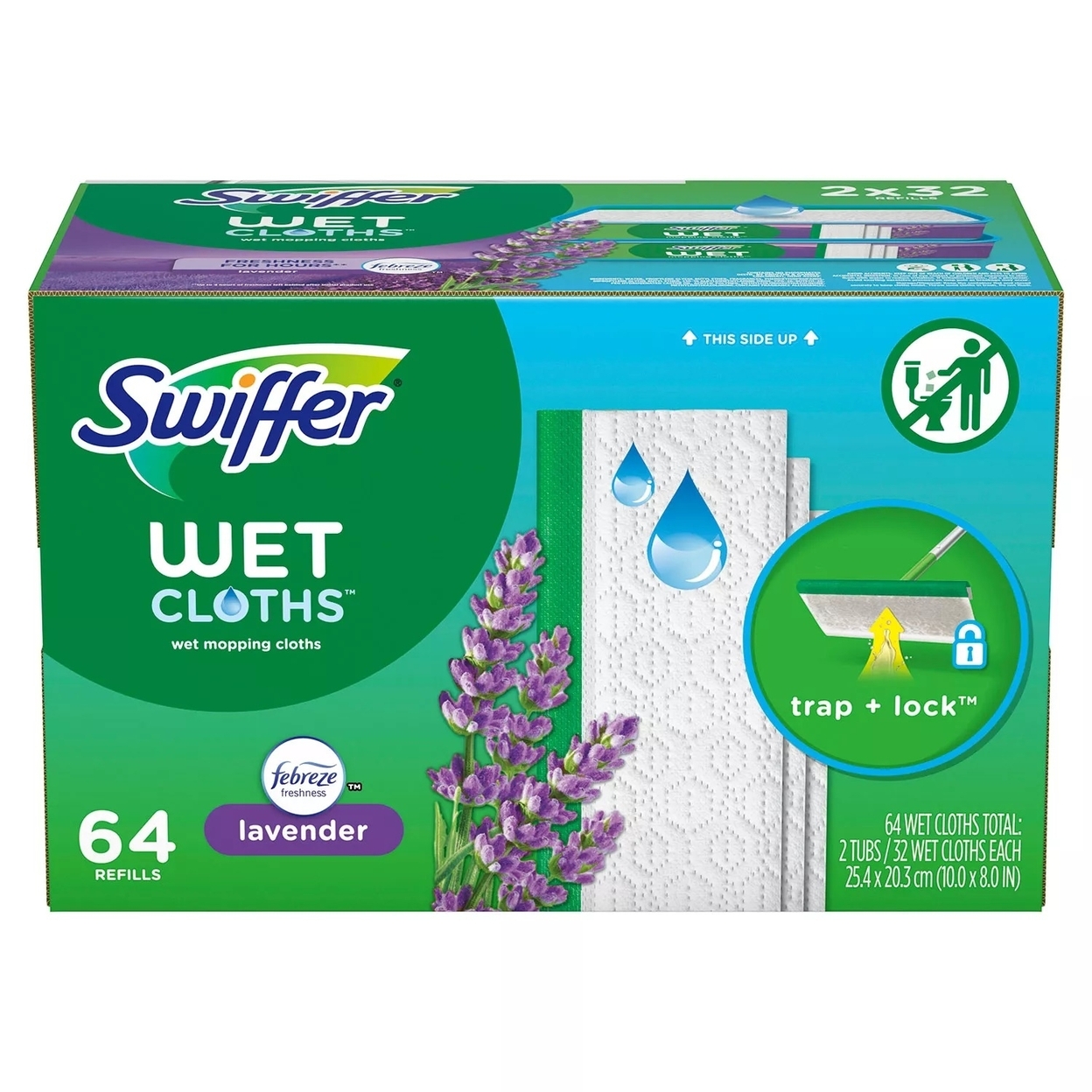 Swiffer Sweeper Wet Mopping Cloth Refills, Lavender Scent, (64 Count)