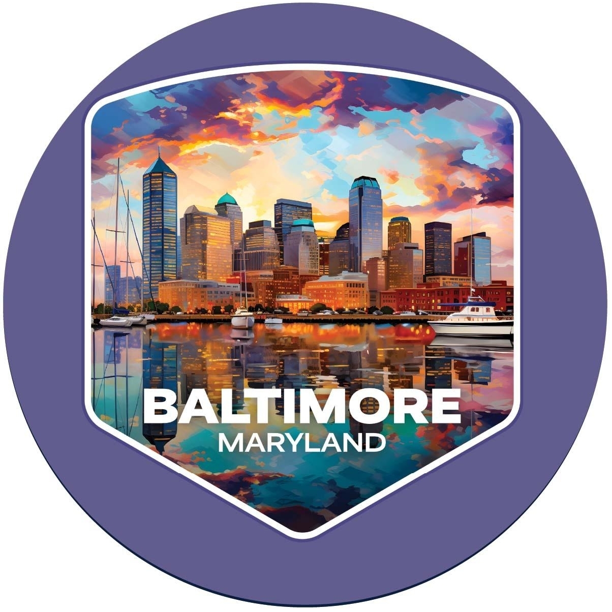 Baltimore Maryland A Souvenir Round Vinyl Decal Sticker - 4-Inch