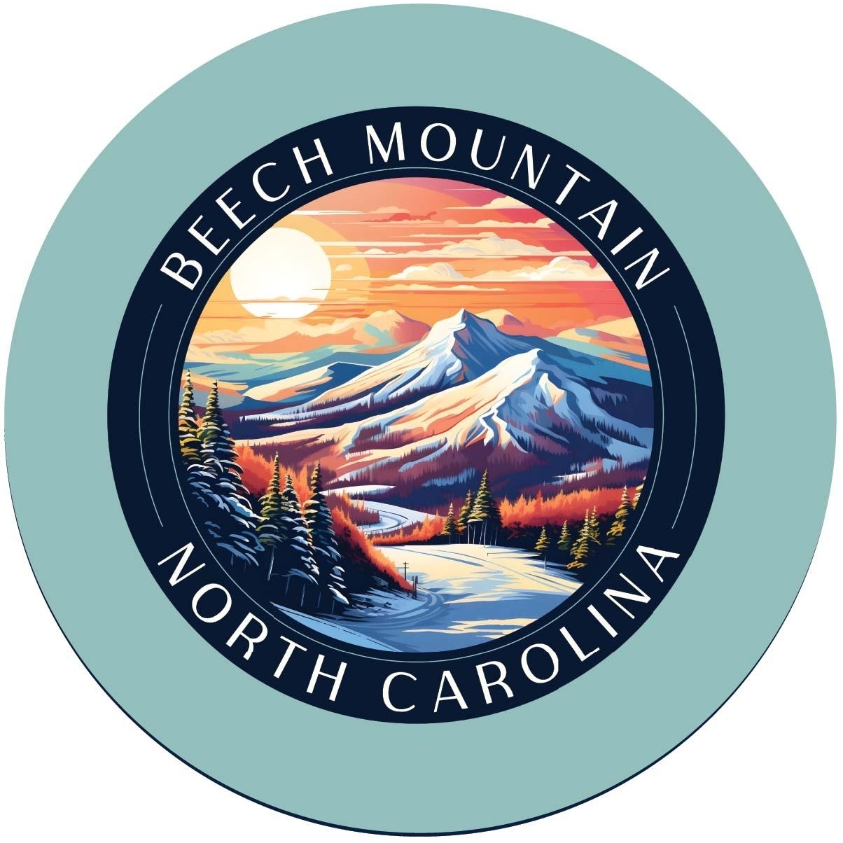 Beech Mountain North Carolina B Souvenir Round Vinyl Decal Sticker - 4-Inch