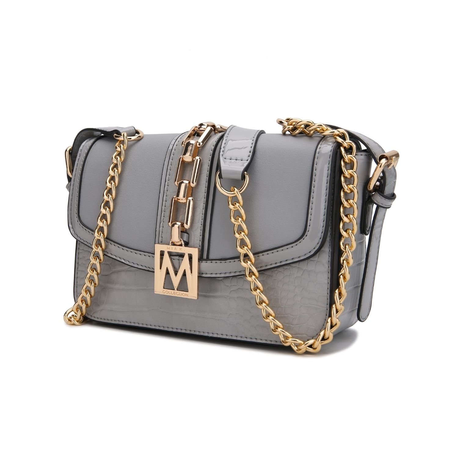 MKF Collection Vegan Leather Wendalyn Crossbody Handbag By Mia K. - Light Grey