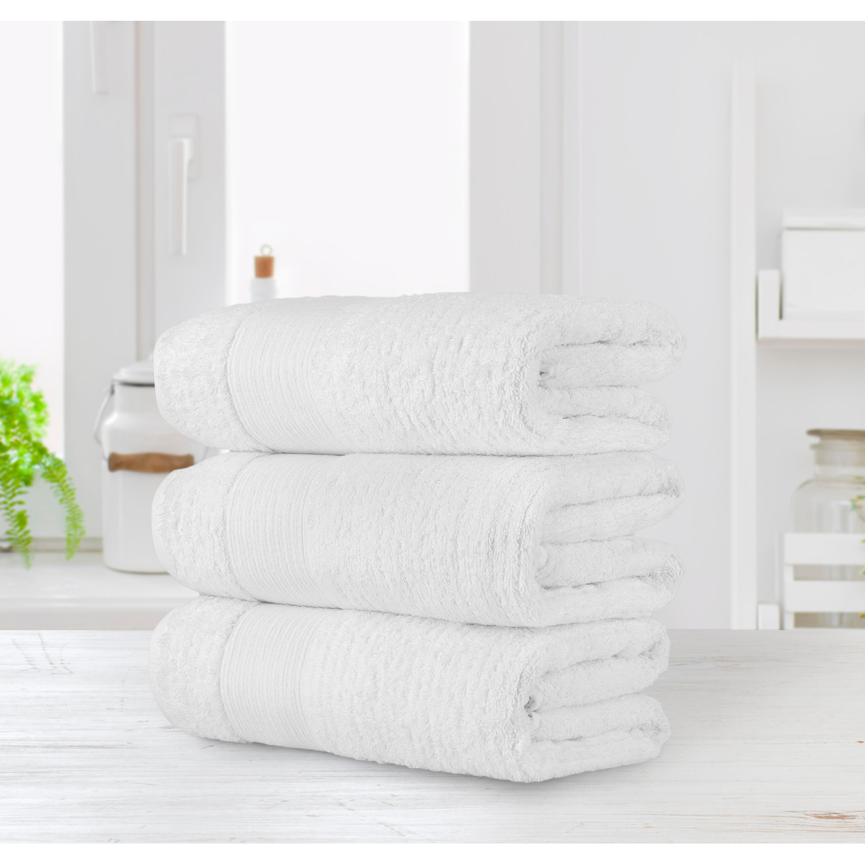 Chic Home Luxurious 3-Piece 100% Pure Turkish Cotton Bath Towels, 30 X 60, Jacquard Weave Design, OEKO-TEX Certified Set - White