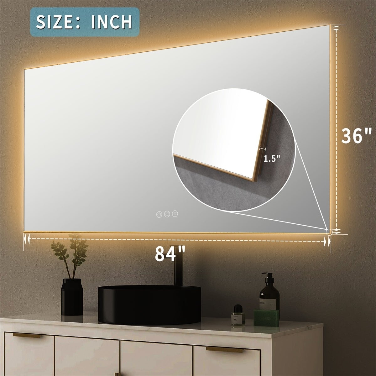 ExBrite 84 X 36 LED Mirror Bathroom Vanity Mirror With Back Light, Wall Mount Anti-Fog Memory Large Adjustable Vanity Mirror