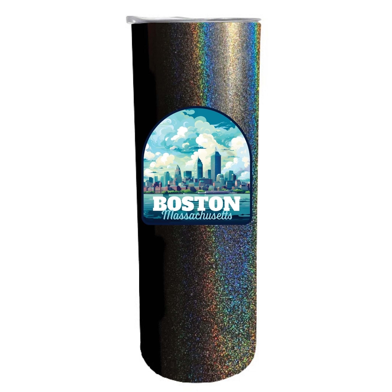 Boston Massachusetts A Souvenir 20 Oz Insulated Skinny Tumbler Glitter - Black Glitter,,Single