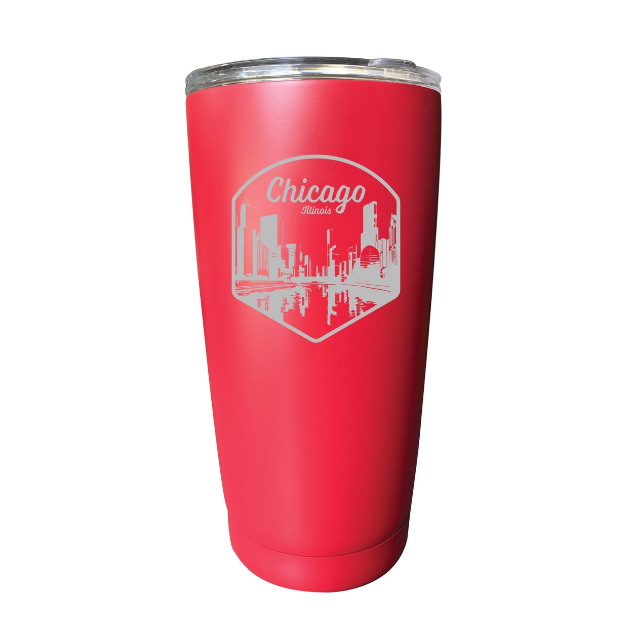 Chicago Illinois Souvenir 16 Oz Engraved Insulated Tumbler - Red,,4-Pack