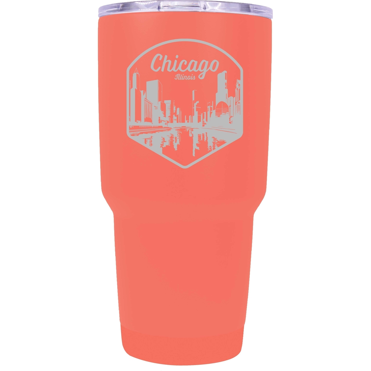 Chicago Illinois Souvenir 24 Oz Engraved Insulated Tumbler - Coral,,4-Pack
