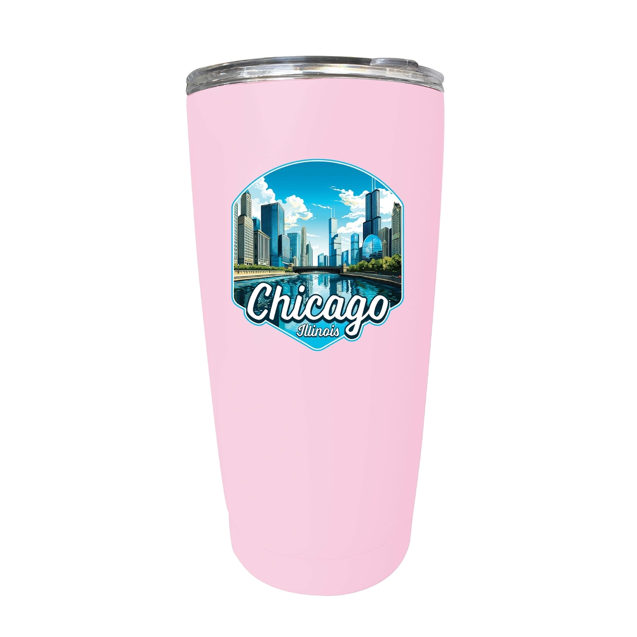 Chicago Illinois A Souvenir 16 Oz Insulated Tumbler - Pink,,4-Pack