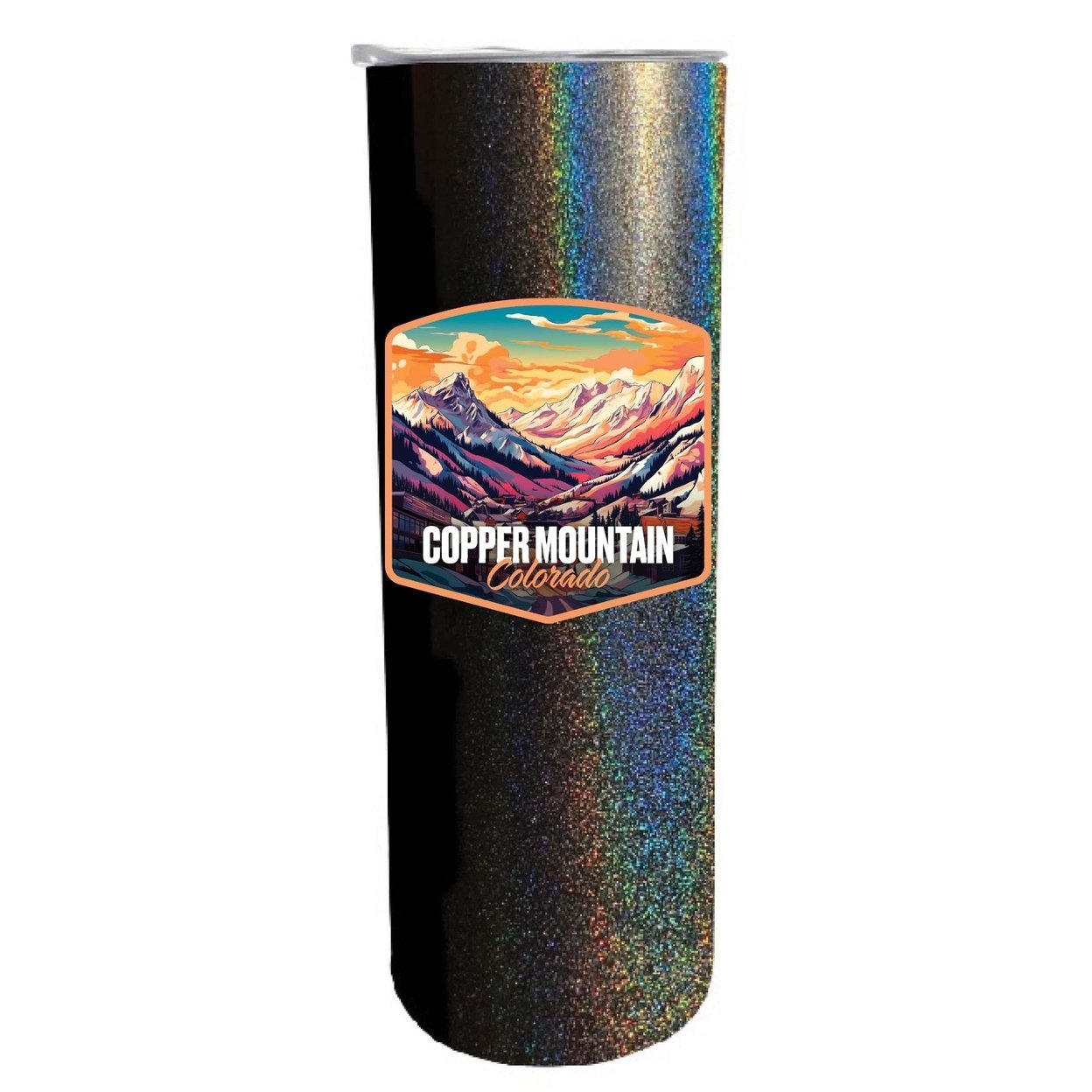 Copper Mountain A Souvenir 20 Oz Insulated Skinny Tumbler - Black Glitter,,2-Pack