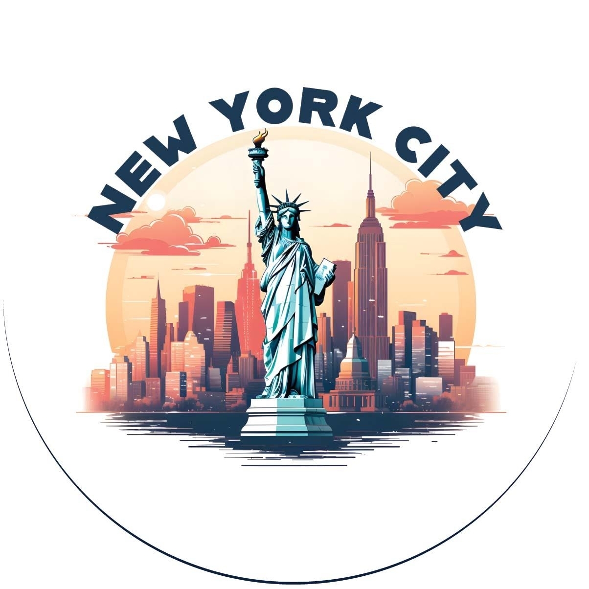 New York City A Souvenir Round Vinyl Decal Sticker - 4-Inch