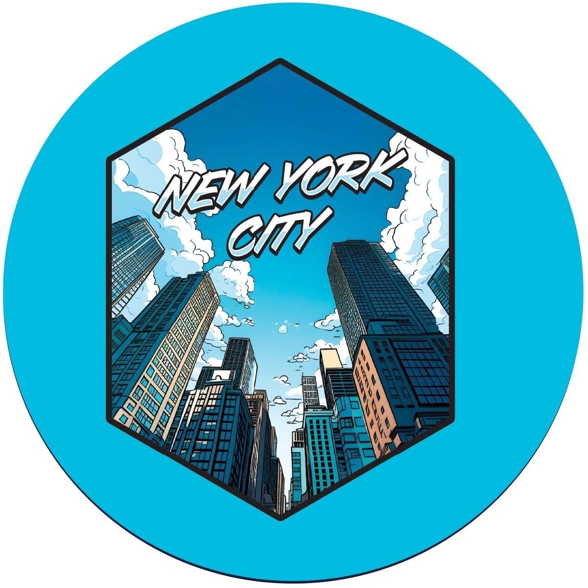 New York City E Souvenir Round Vinyl Decal Sticker - 2-Inch