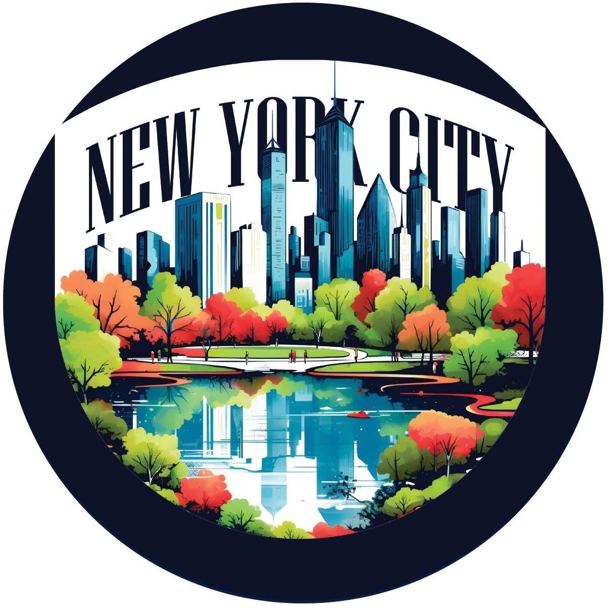 New York City D Souvenir Round Vinyl Decal Sticker - 2-Inch