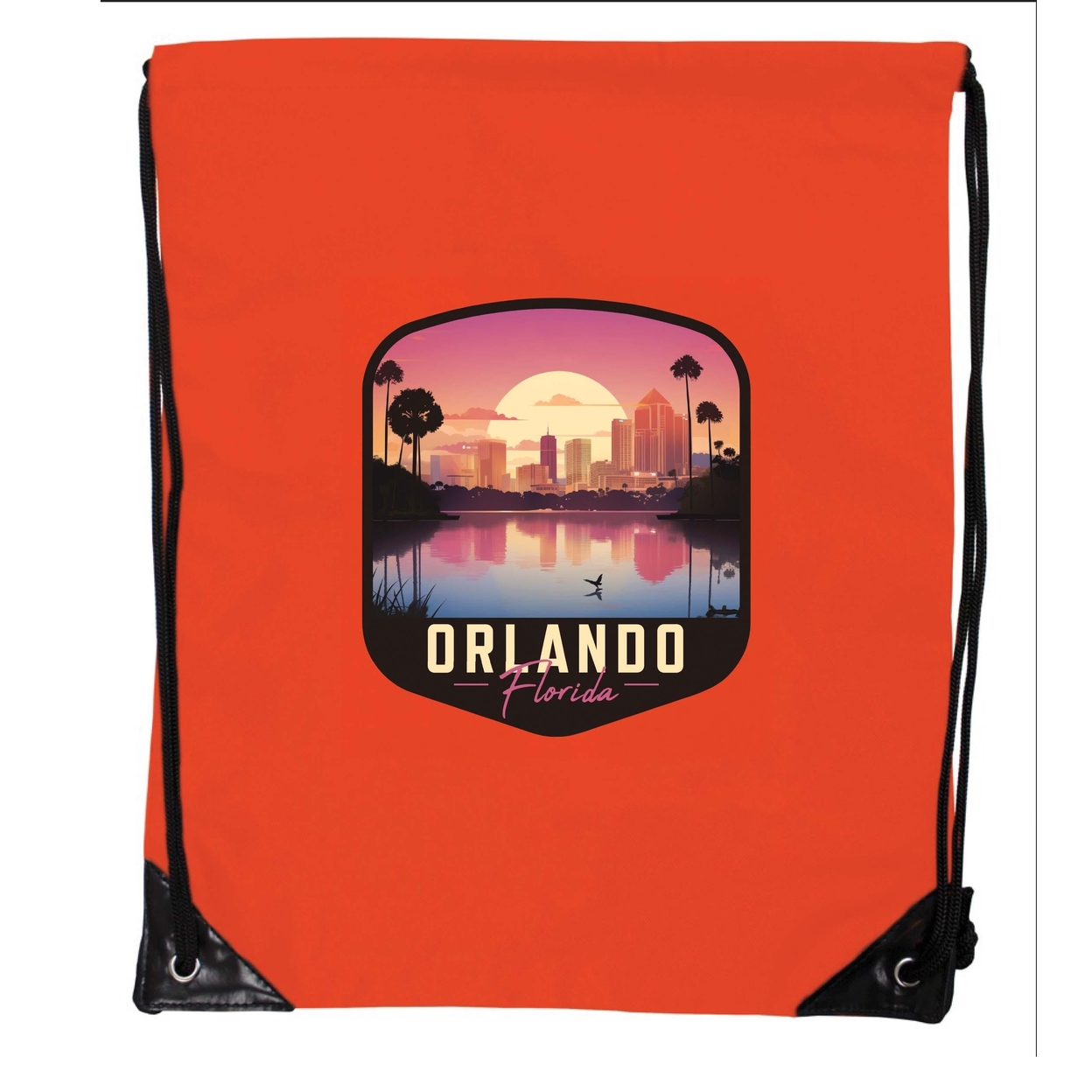 Orlando Florida A Souvenir Cinch Bag With Drawstring Backpack - Orange