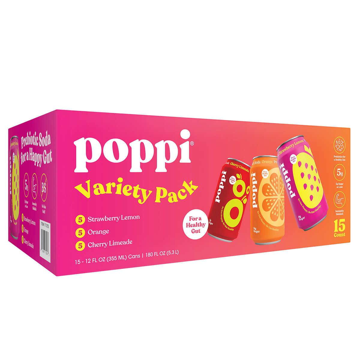 Poppi Prebiotic Soda, Variety Pack, 12 Fluid Ounce (Pack Of 15)