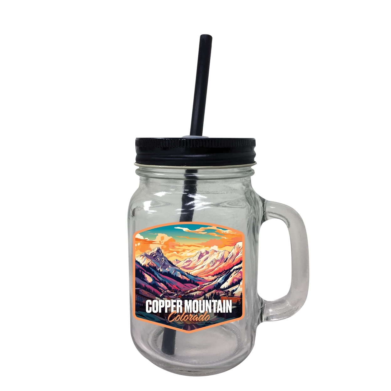 Copper Mountain A Souvenir Mason Jar With Lid And Straw - Single