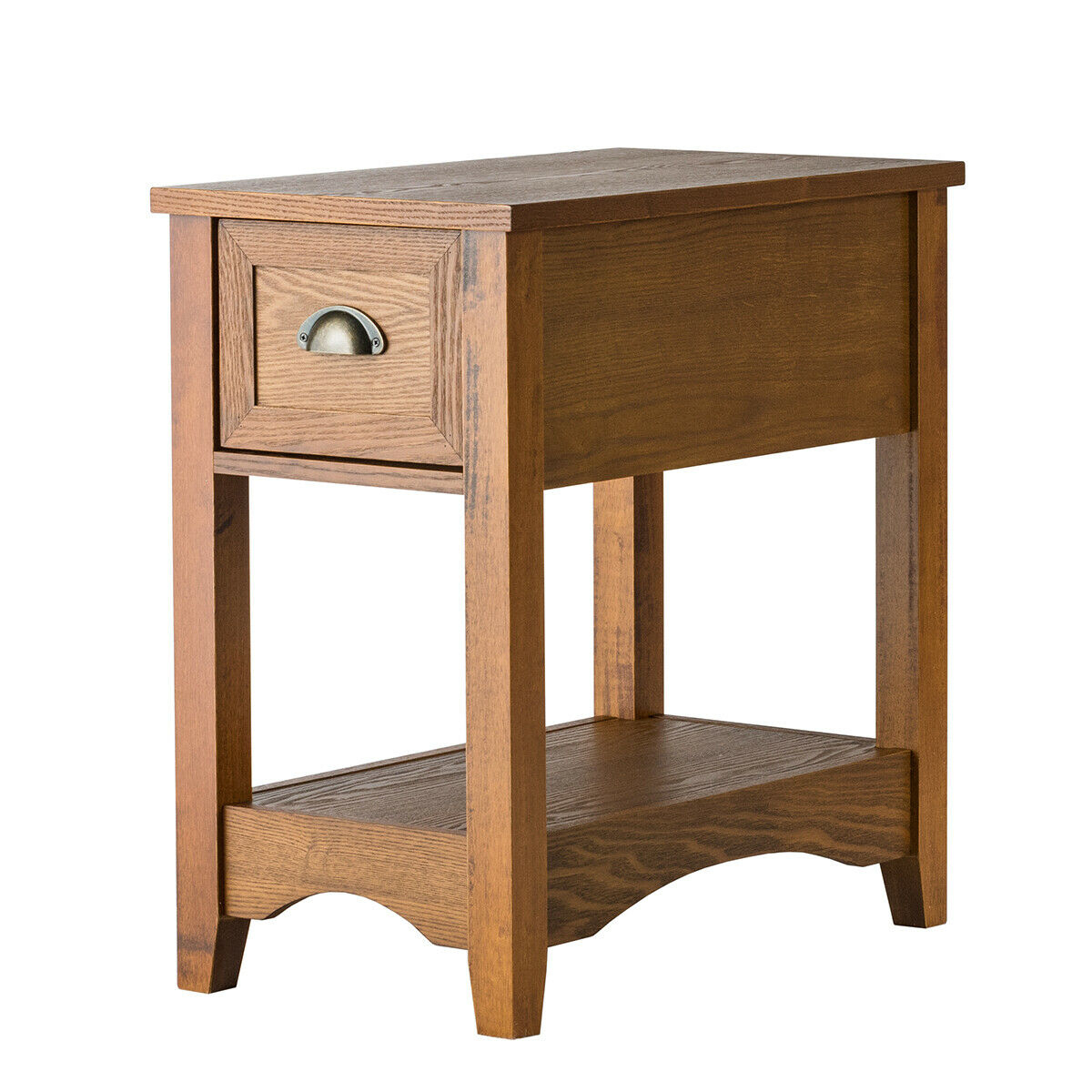 Contemporary Chair Side End Table Compact Table W/ Drawer Nightstand Espresso/Tawny/Walnut - Tawny