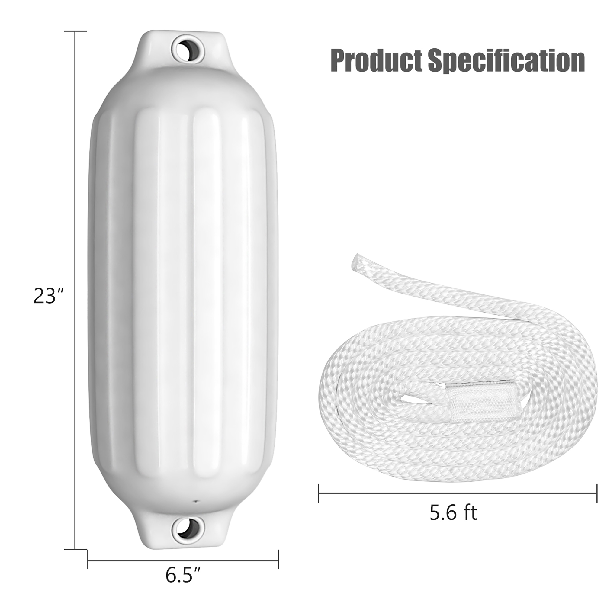 23'' Boat Fenders Hand Inflatable Marine Bumper Shield Protection Pack Of 4 White