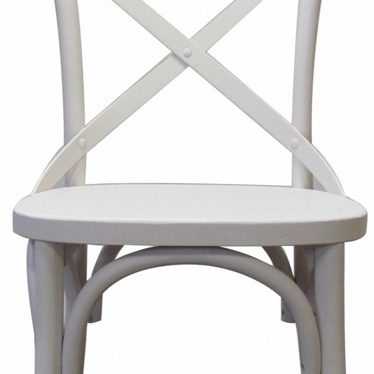 Rhy 20 Inch Armless Side Chairs, Set Of 2, Crossbuck Backrests, Crisp White- Saltoro Sherpi