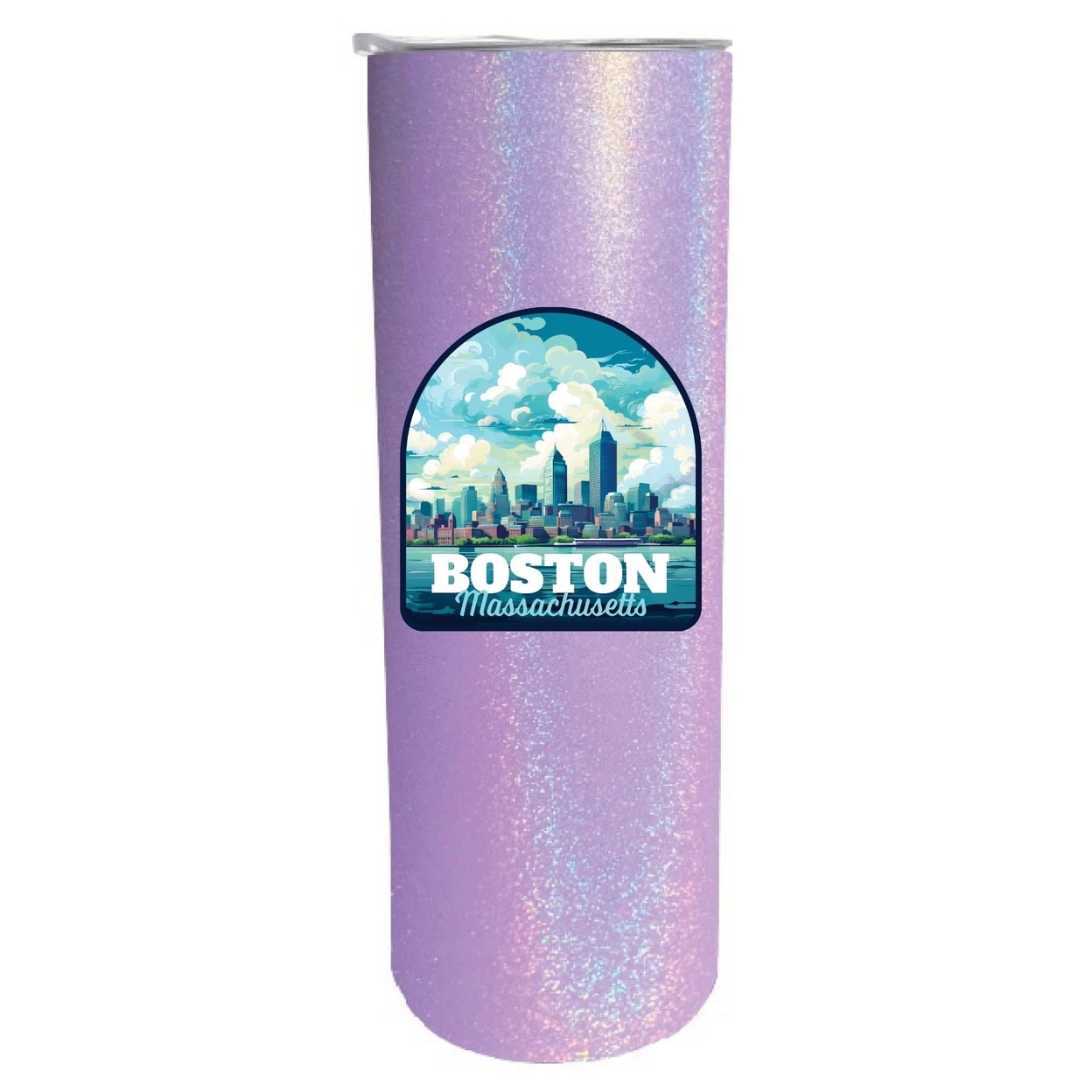 Boston Massachusetts A Souvenir 20 Oz Insulated Skinny Tumbler Glitter - Black Glitter,,Single