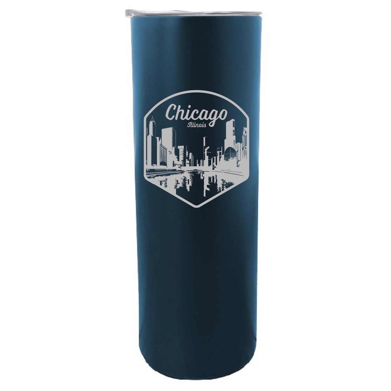 Chicago Illinois Souvenir 20 Oz Engraved Insulated Skinny Tumbler - Navy,,2-Pack