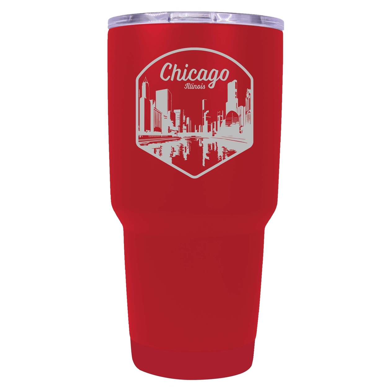 Chicago Illinois Souvenir 24 Oz Engraved Insulated Tumbler - Red,,4-Pack