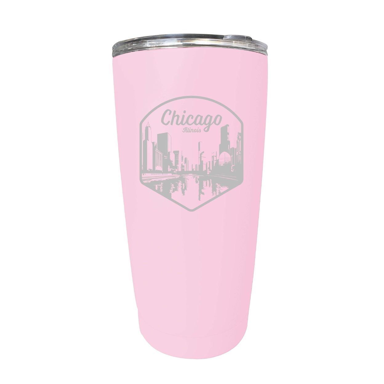 Chicago Illinois Souvenir 16 Oz Engraved Insulated Tumbler - Pink,,2-Pack