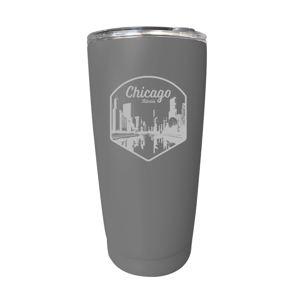 Chicago Illinois Souvenir 16 Oz Engraved Insulated Tumbler - Gray,,Single Unit