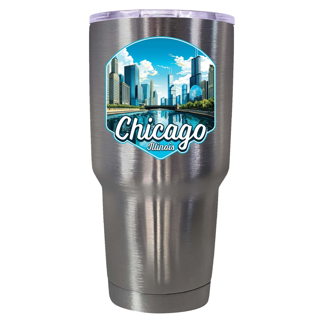 Chicago Illinois A Souvenir 24 Oz Insulated Tumbler - Stainless Steel,,4-Pack