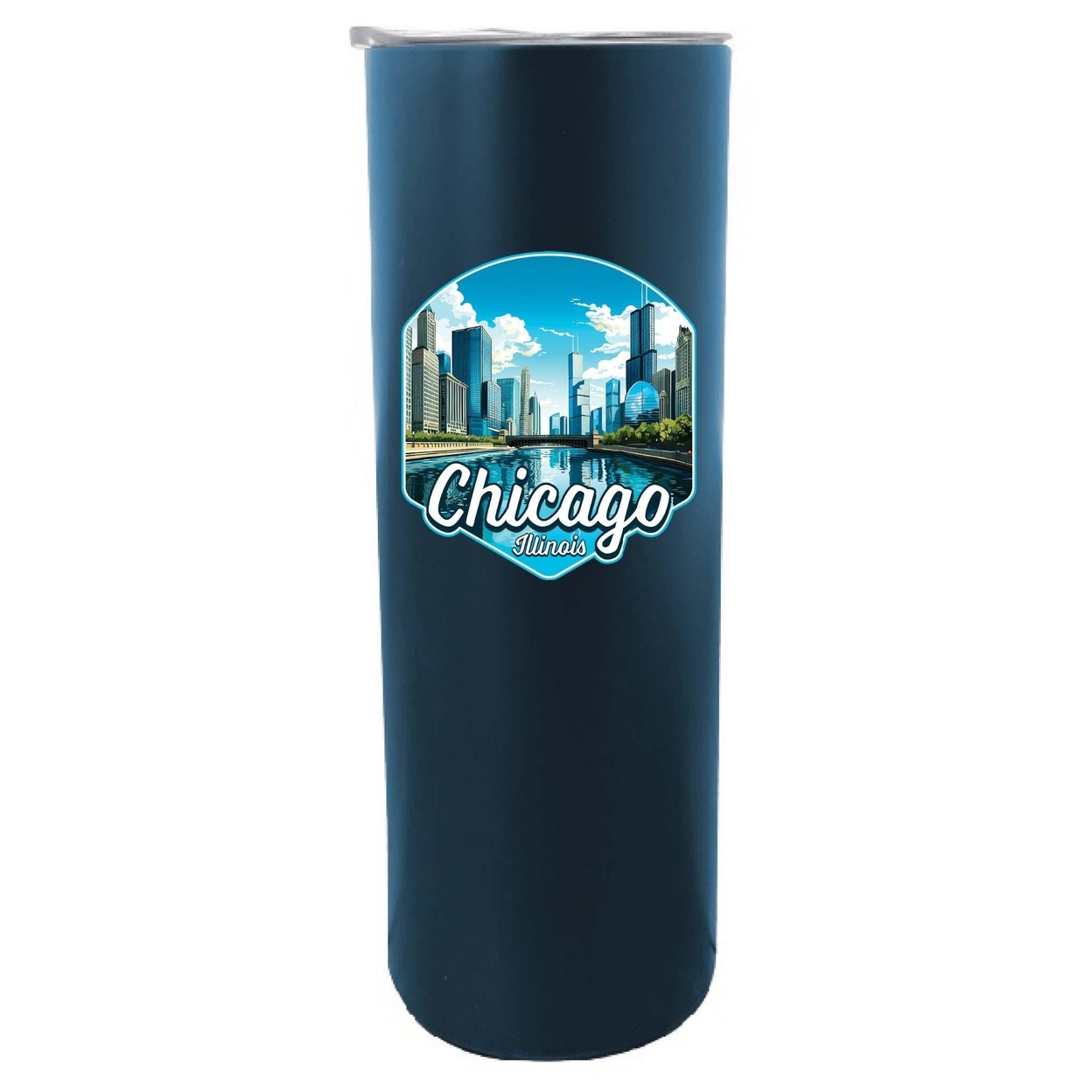 Chicago Illinois A Souvenir 20 Oz Insulated Skinny Tumbler - Navy,,2-Pack
