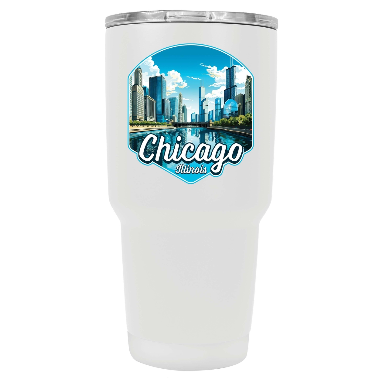 Chicago Illinois A Souvenir 24 Oz Insulated Tumbler - White,,Single