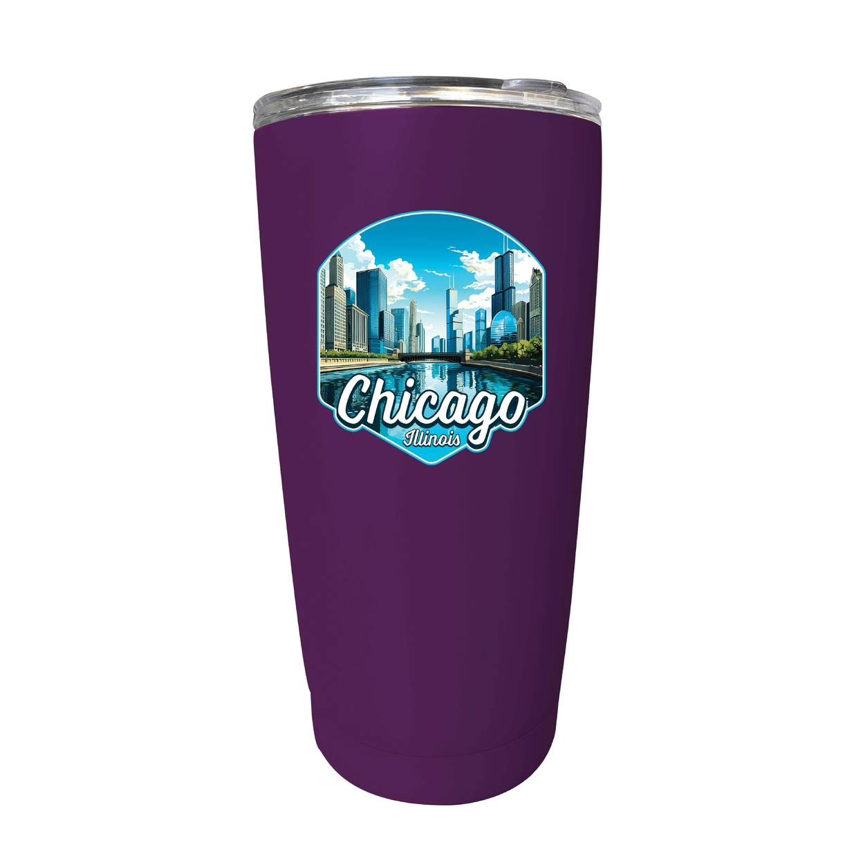 Chicago Illinois A Souvenir 16 Oz Insulated Tumbler - Purple,,2-Pack