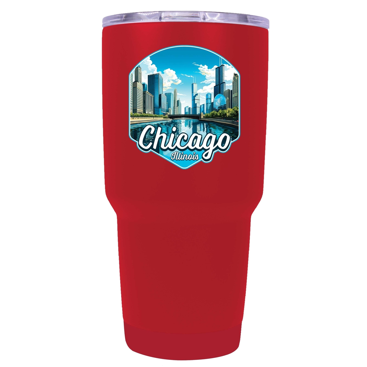 Chicago Illinois A Souvenir 24 Oz Insulated Tumbler - Red,,4-Pack