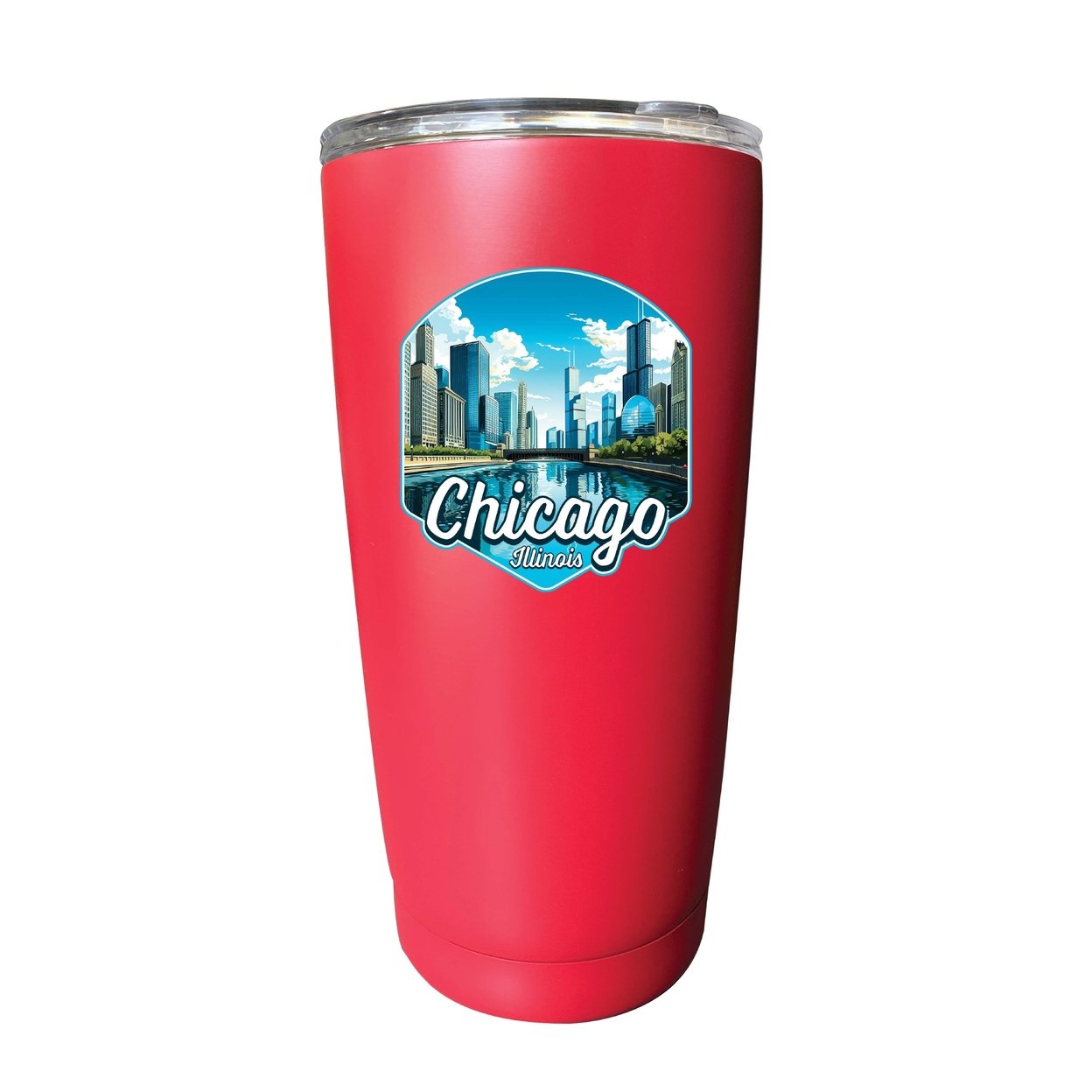 Chicago Illinois A Souvenir 16 Oz Insulated Tumbler - Red,,Single
