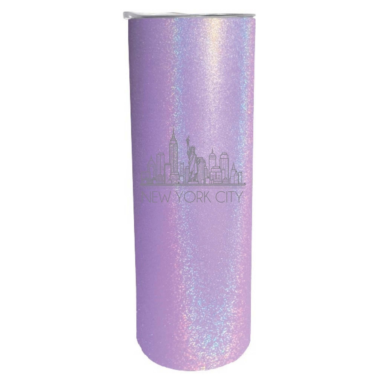 New York City Souvenir 20 Oz Engraved Insulated Skinny Tumbler Glitter - Purple Glitter,,4-Pack