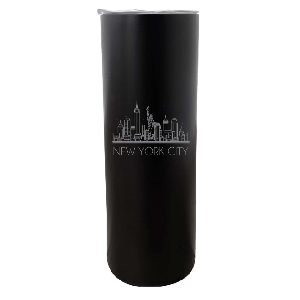 New York City Souvenir 20 Oz Engraved Insulated Skinny Tumbler Glitter - Black,,4-Pack
